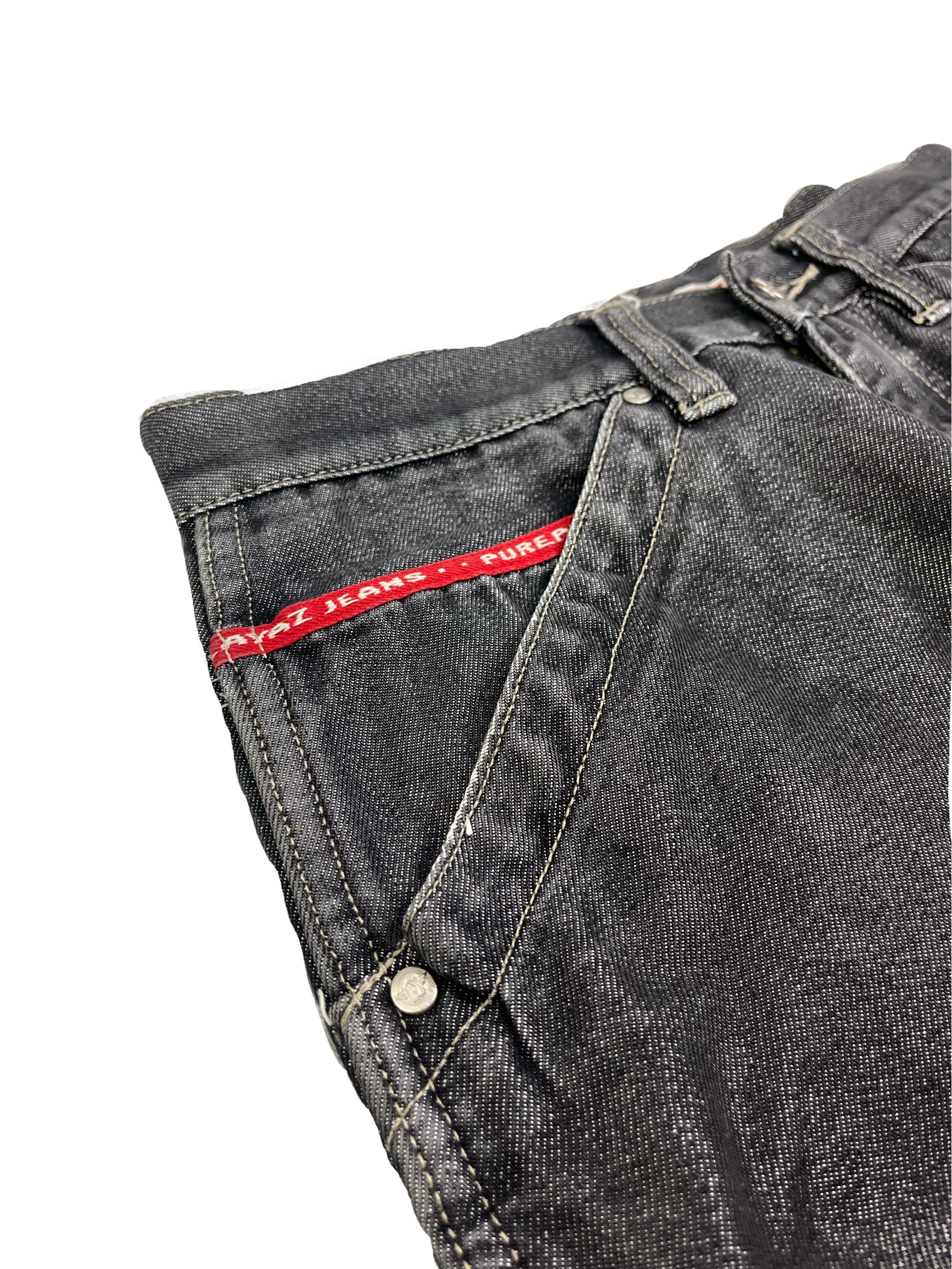 Pure Playaz Vintage Baggy Jeans 90s Schwarz Glanz S