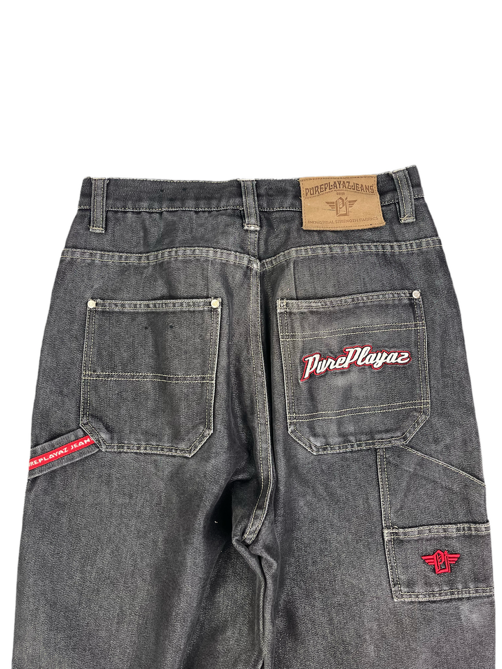 Pure Playaz Vintage Baggy Jeans 90s Schwarz Glanz S