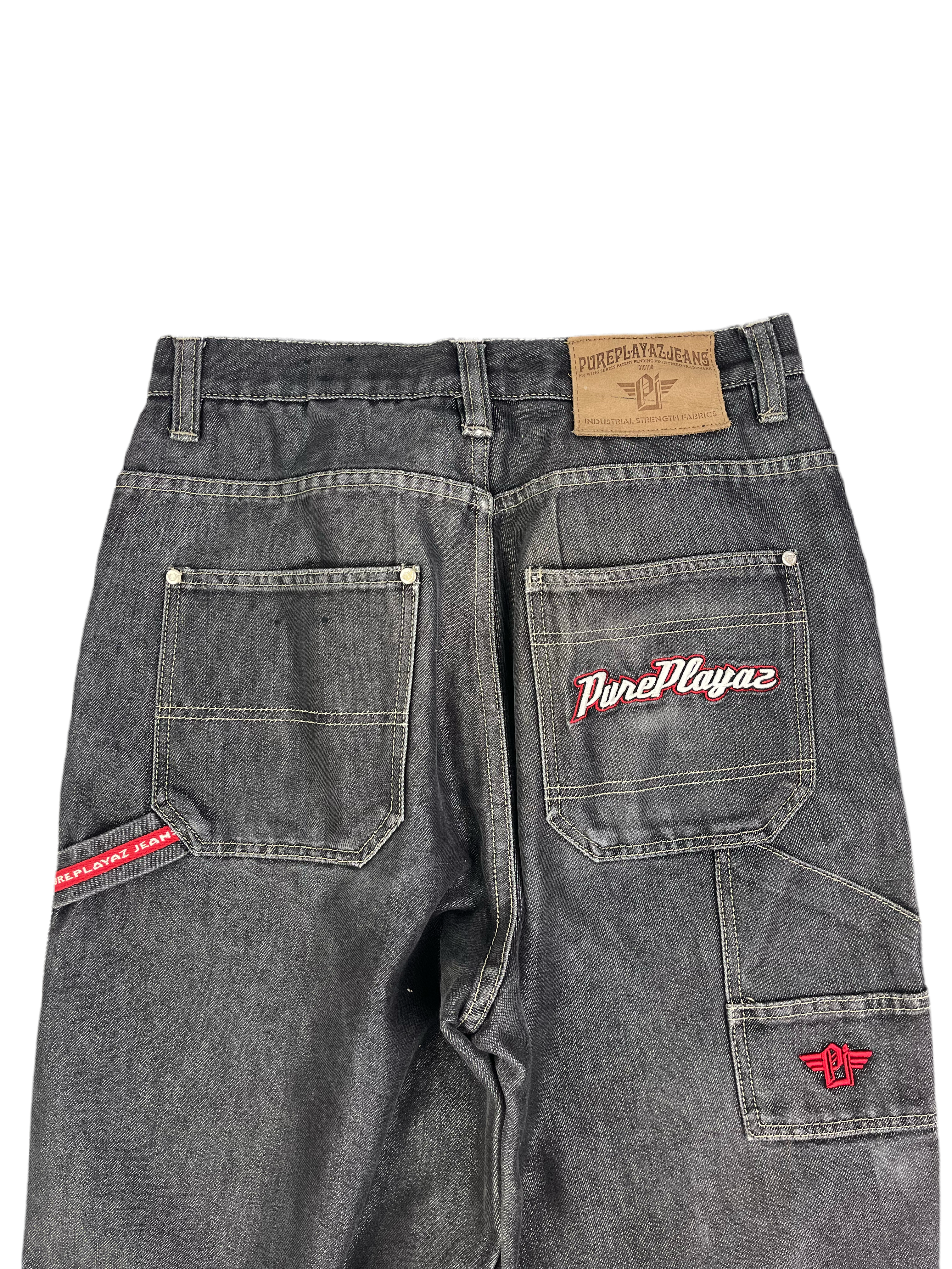 Pure Playaz Vintage Baggy Jeans 90s Schwarz Glanz S