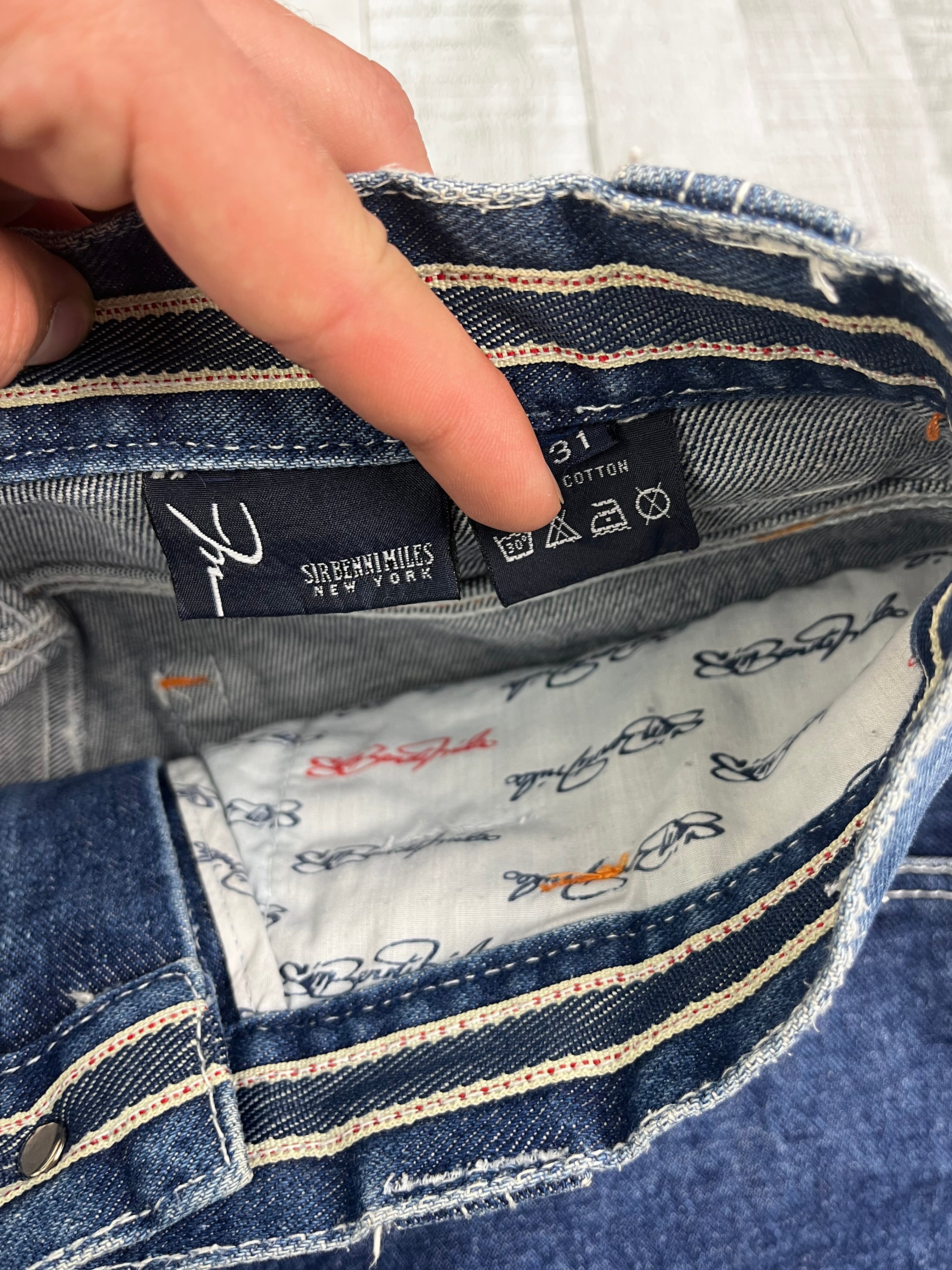 Sir Benni Miles Vintage Jeans Shorts Bestickt 90s Dunkelblau S