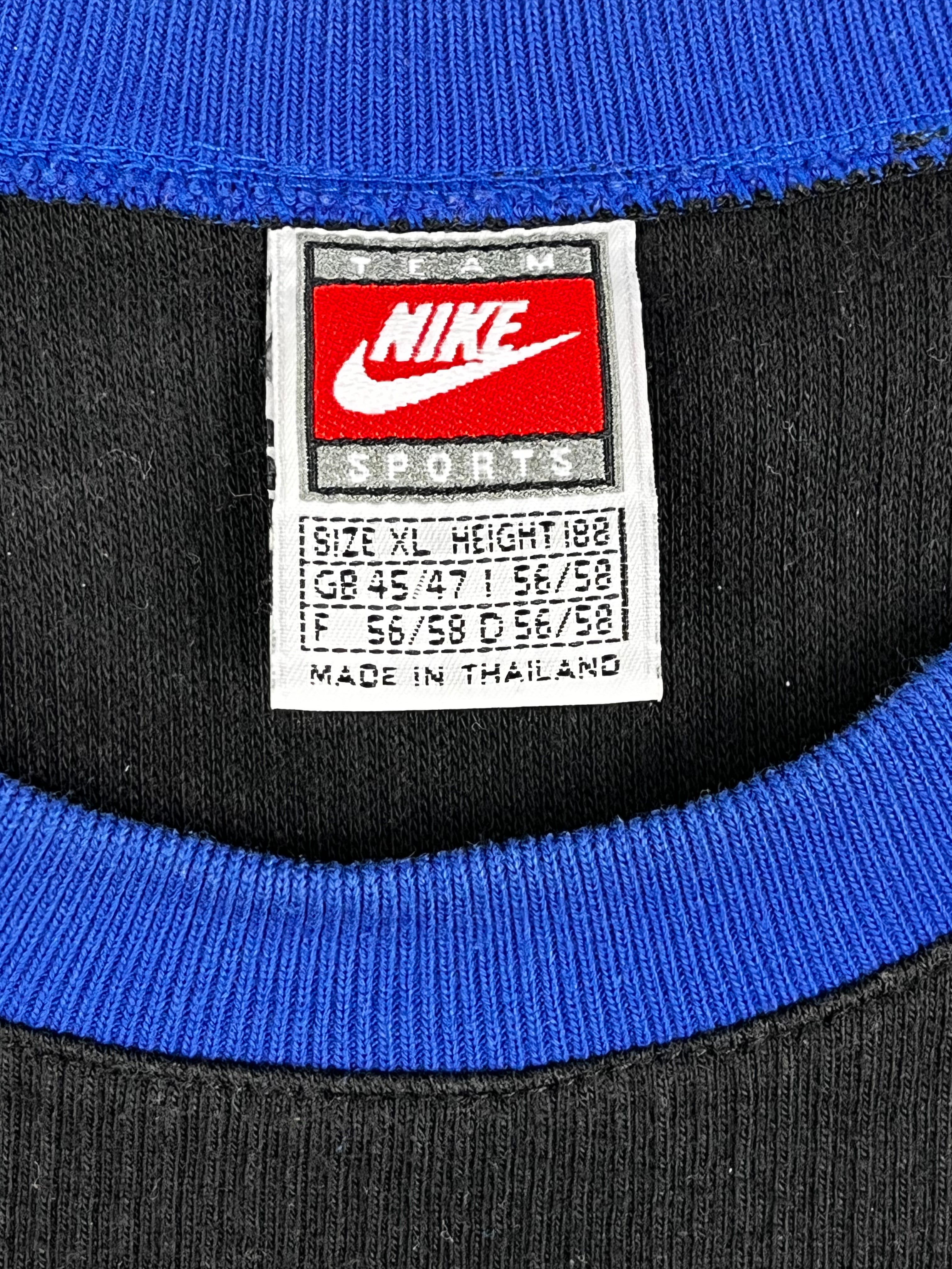 Nike Vintage Sweater Bestickt Basketball 90s  Schwarz Blau XL