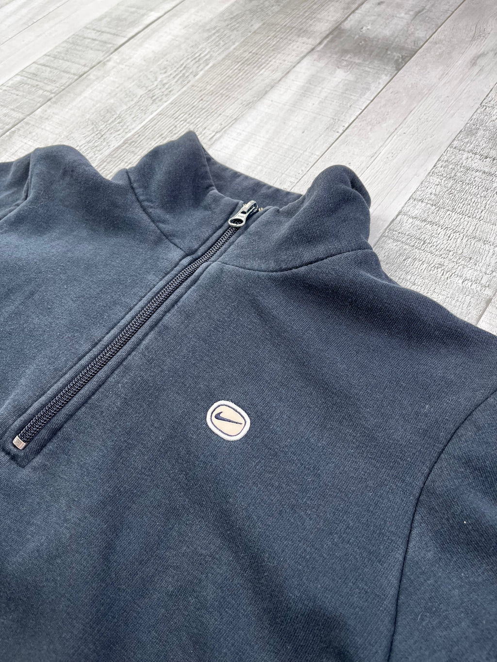 Nike Vintage Damen Pullover Zip Y2K Dunkelblau L