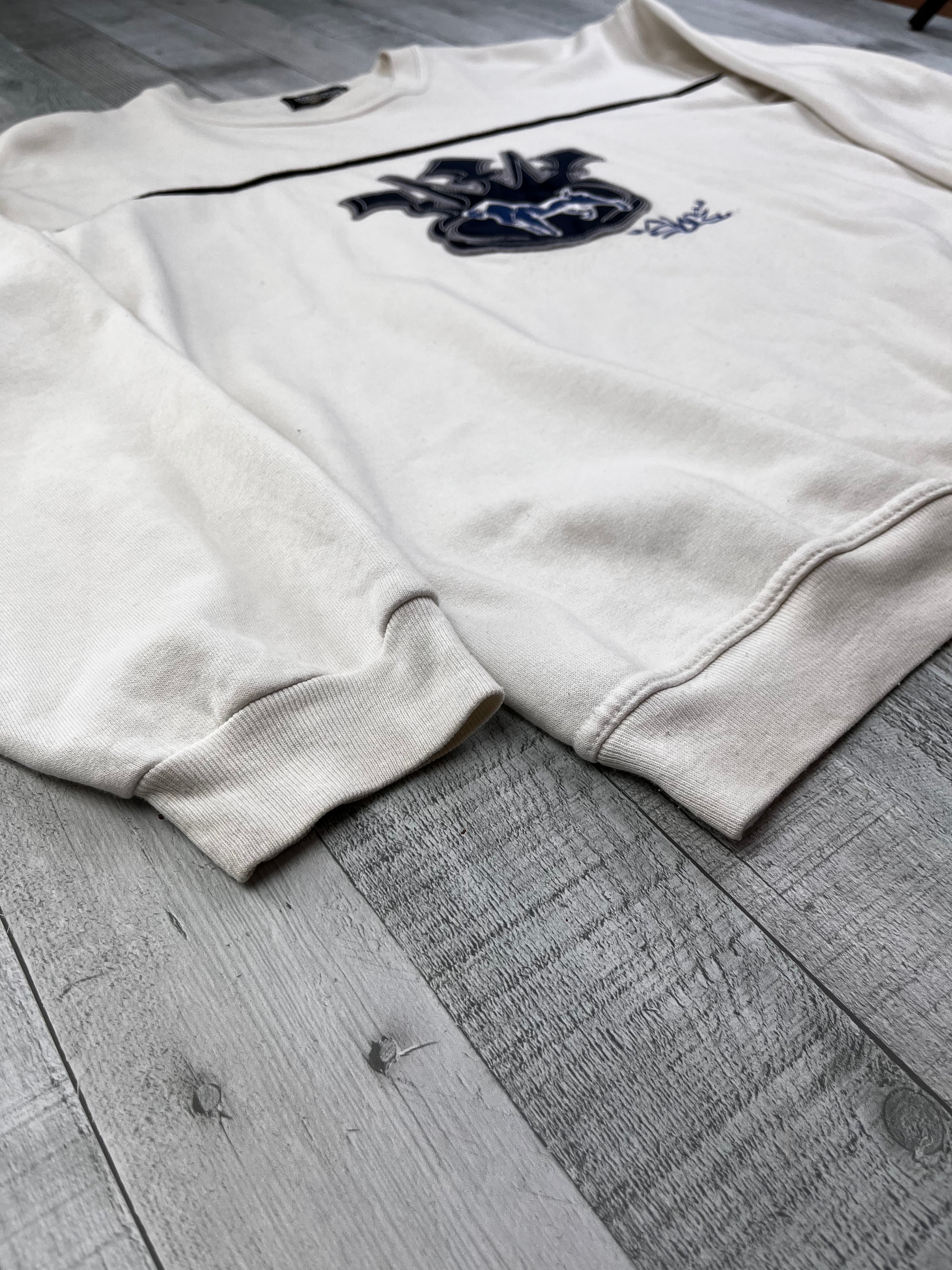 Vintage Sweater Bulldogge Bestickt 00s Weiß M