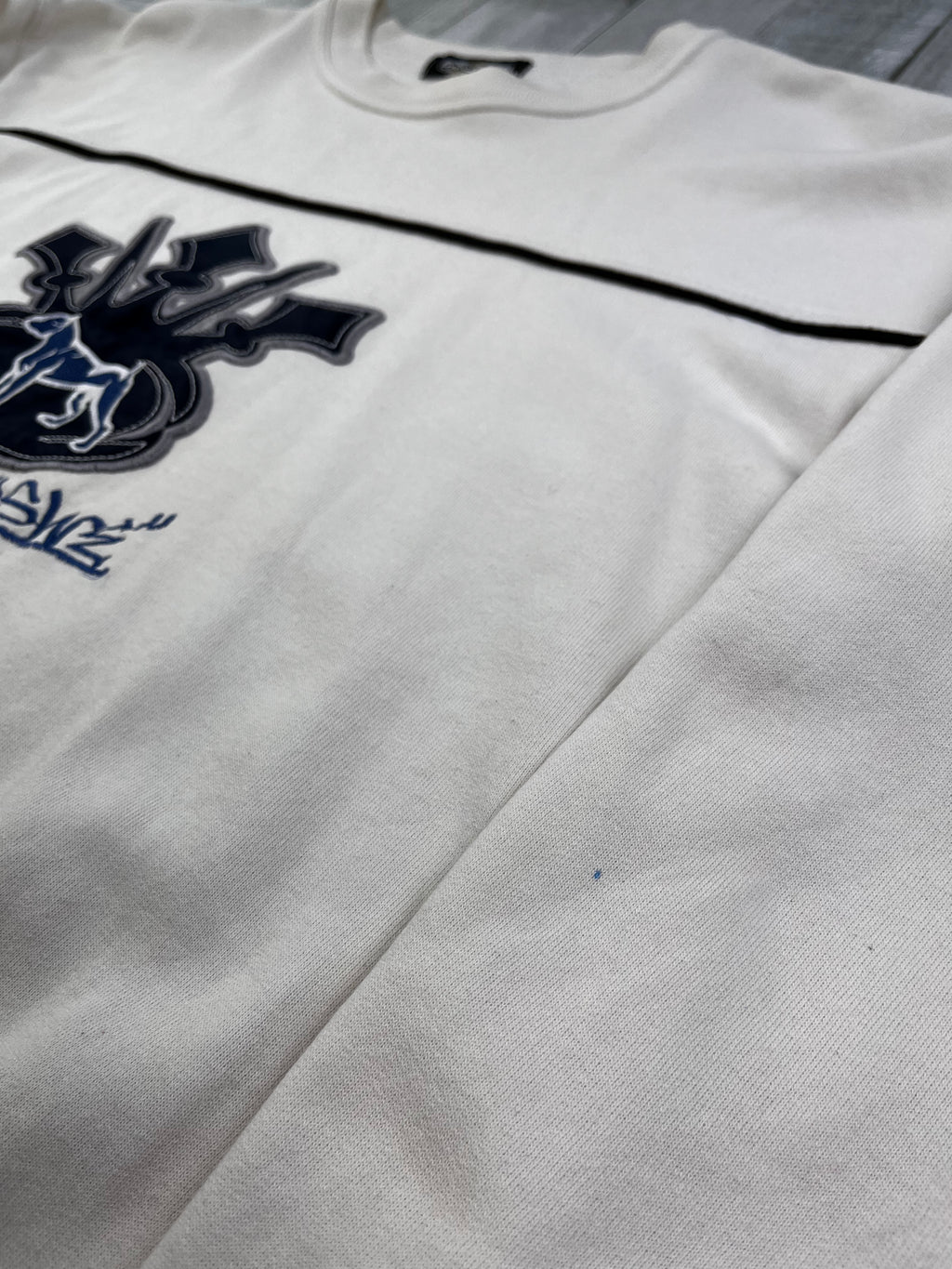 Vintage Sweater Bulldogge Bestickt 00s Weiß M