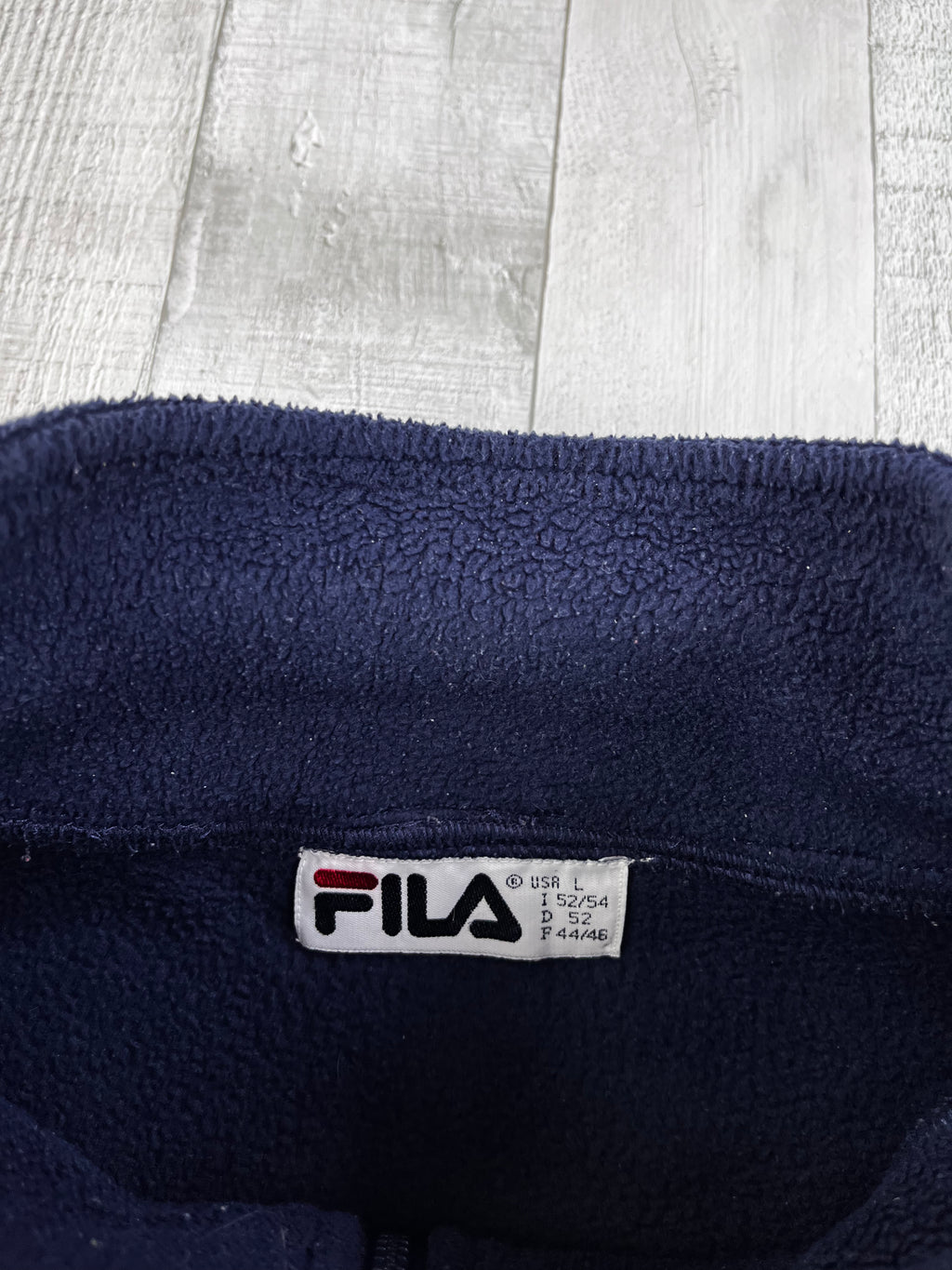 Fila Vintage Pullover Fleece Zip Y2K Dunkelblau Rot L