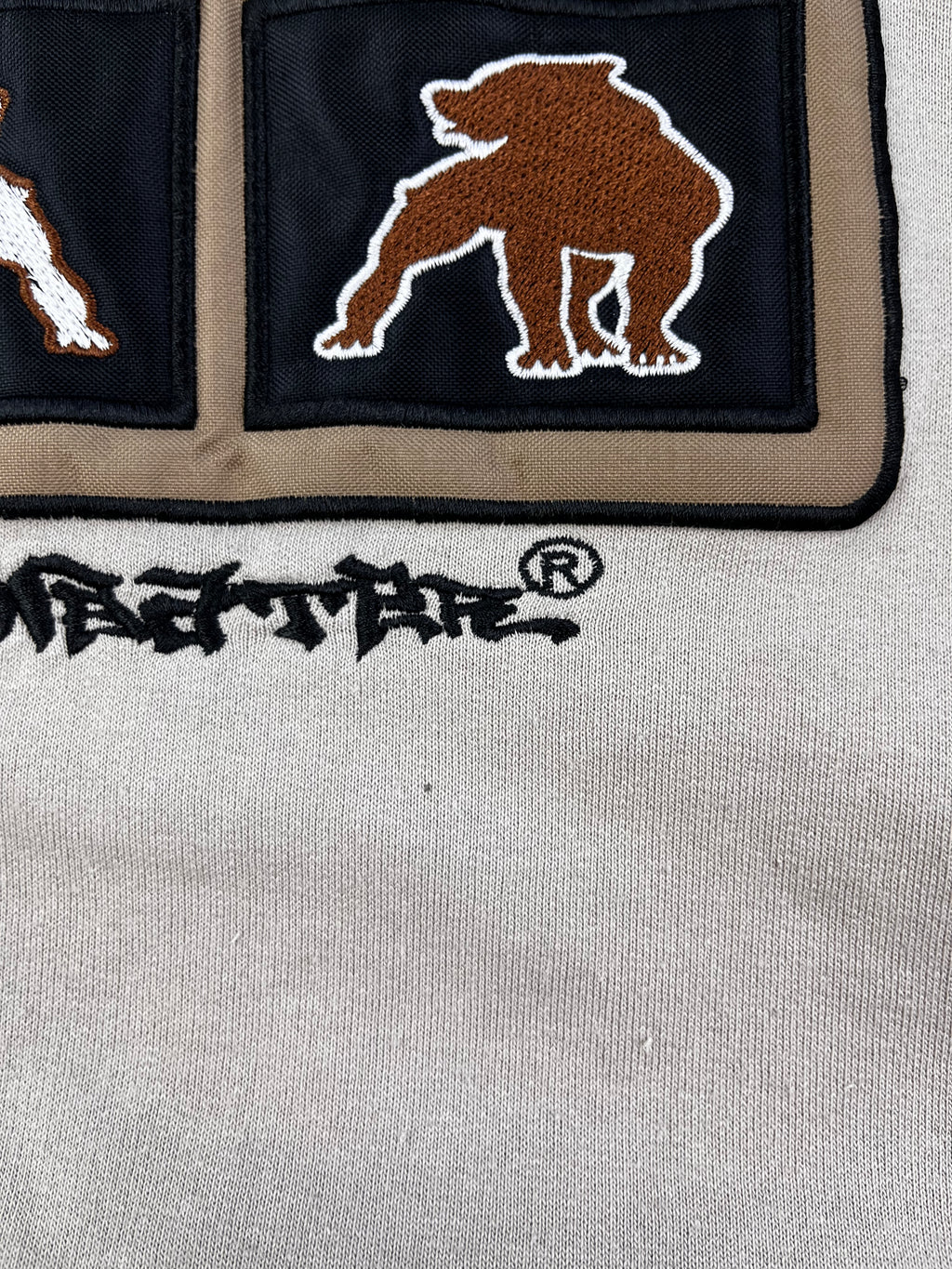 Vintage Sweater Bulldog Bestickt 90s Beige M