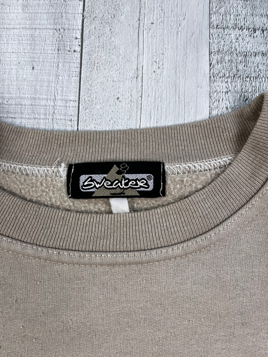 Vintage Sweater Bulldog Bestickt 90s Beige M