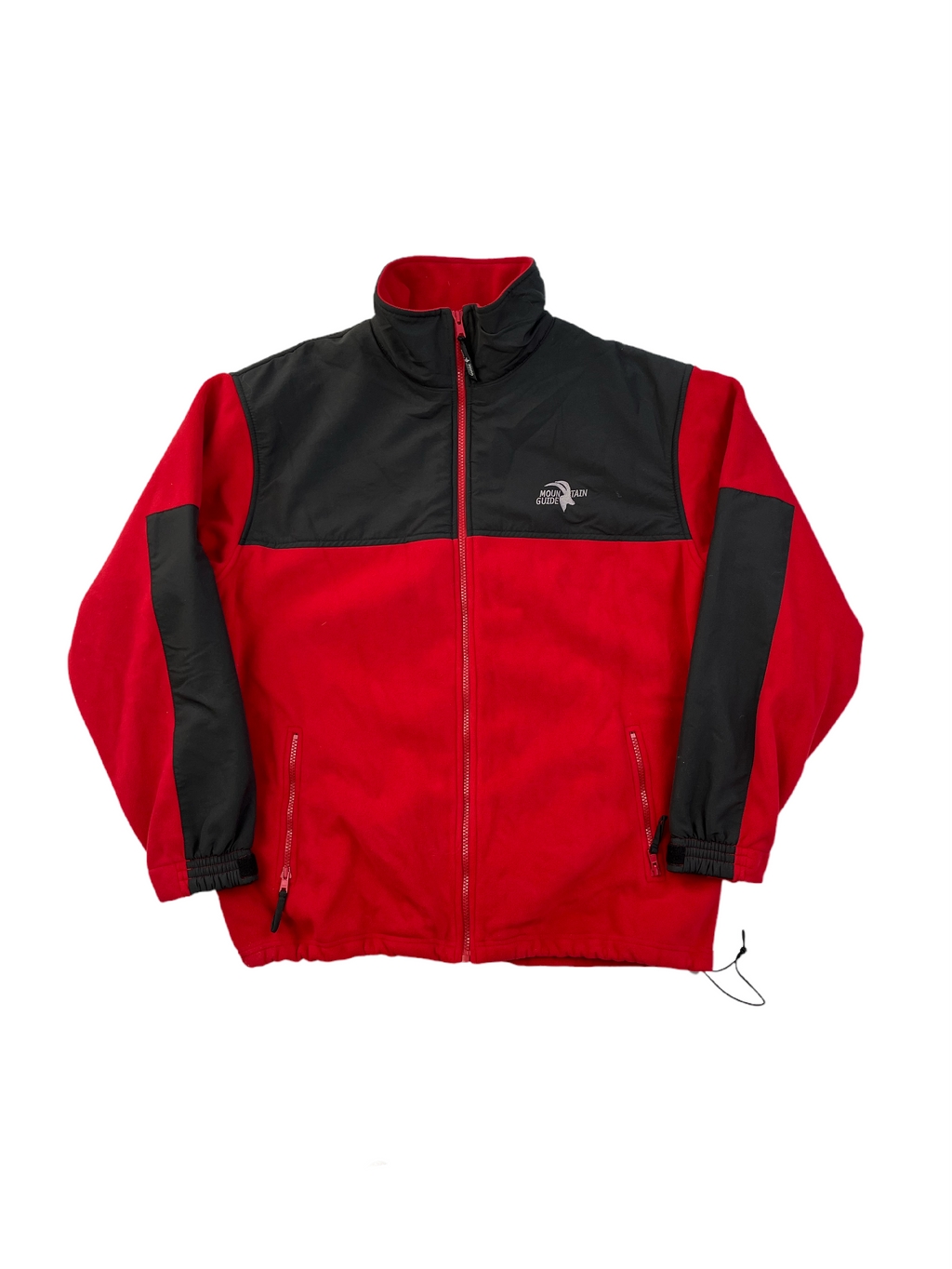 Mountain Guide Vintage Fleece Jacke Gummizug Rot Y2K Schwarz M