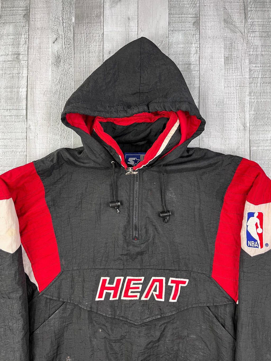 Starter NBA Vintage Windbreaker Miami Heats Oversize 90s Schwarz Rot S