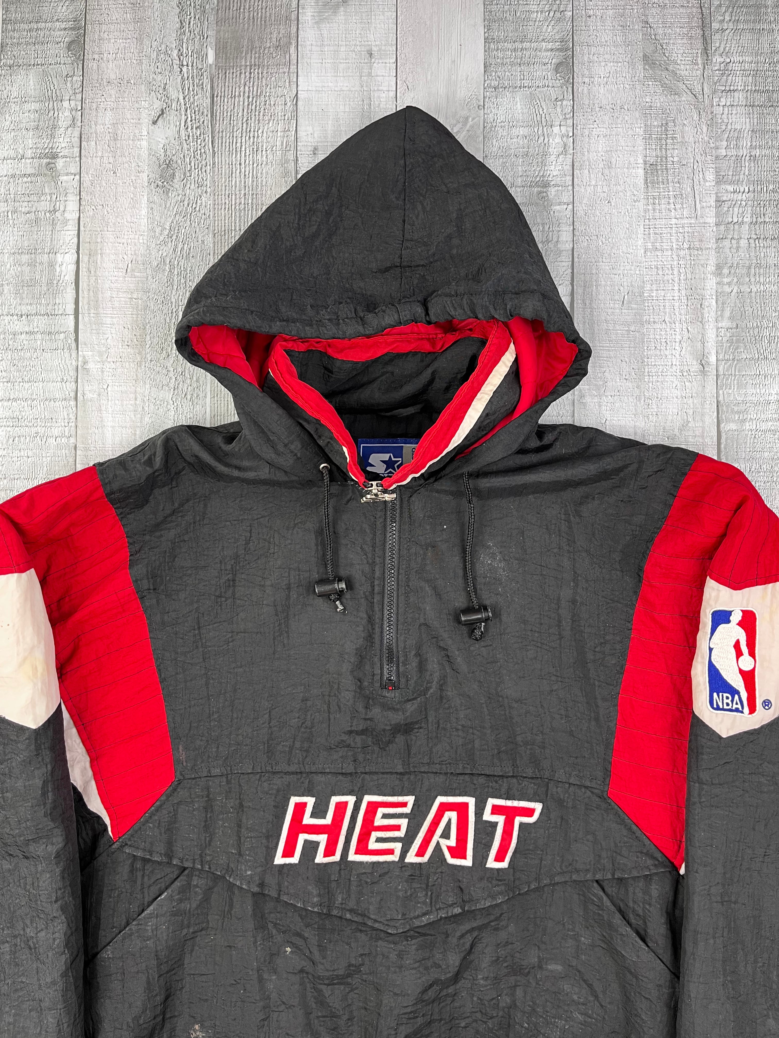 Starter NBA Vintage Windbreaker Miami Heats Oversize 90s Schwarz Rot S