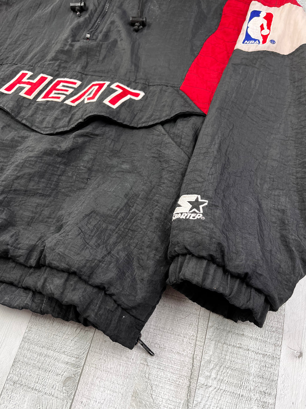 Starter NBA Vintage Windbreaker Miami Heats Oversize 90s Schwarz Rot S