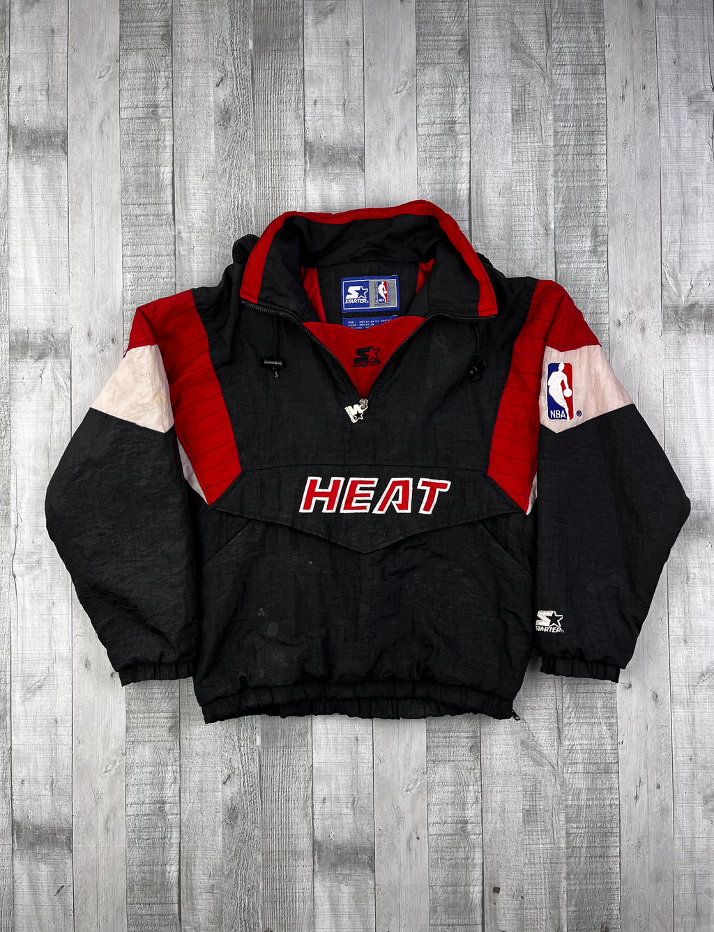 Starter NBA Vintage Windbreaker Miami Heats Oversize 90s Schwarz Rot S