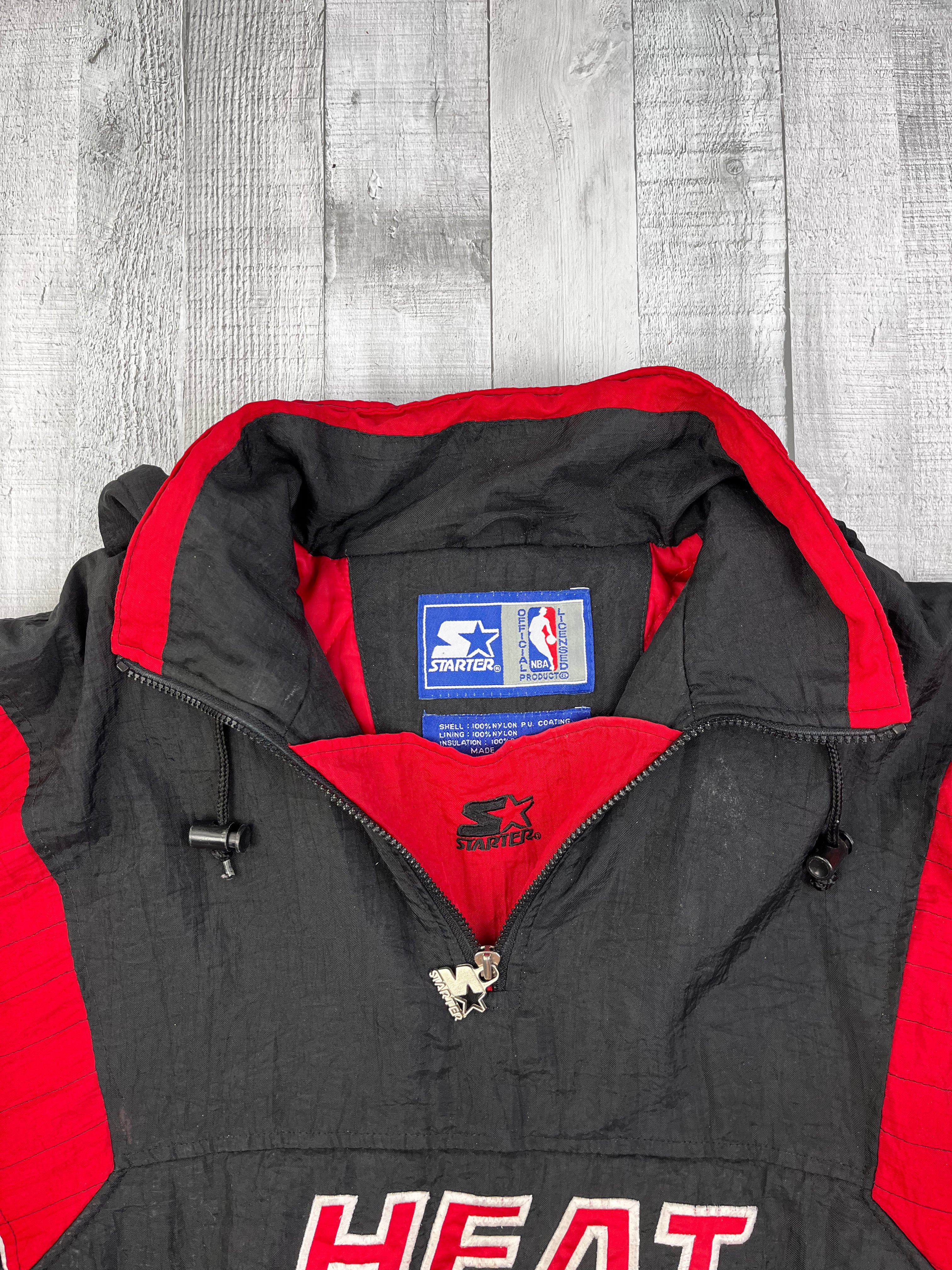 Starter NBA Vintage Windbreaker Miami Heats Oversize 90s Schwarz Rot S