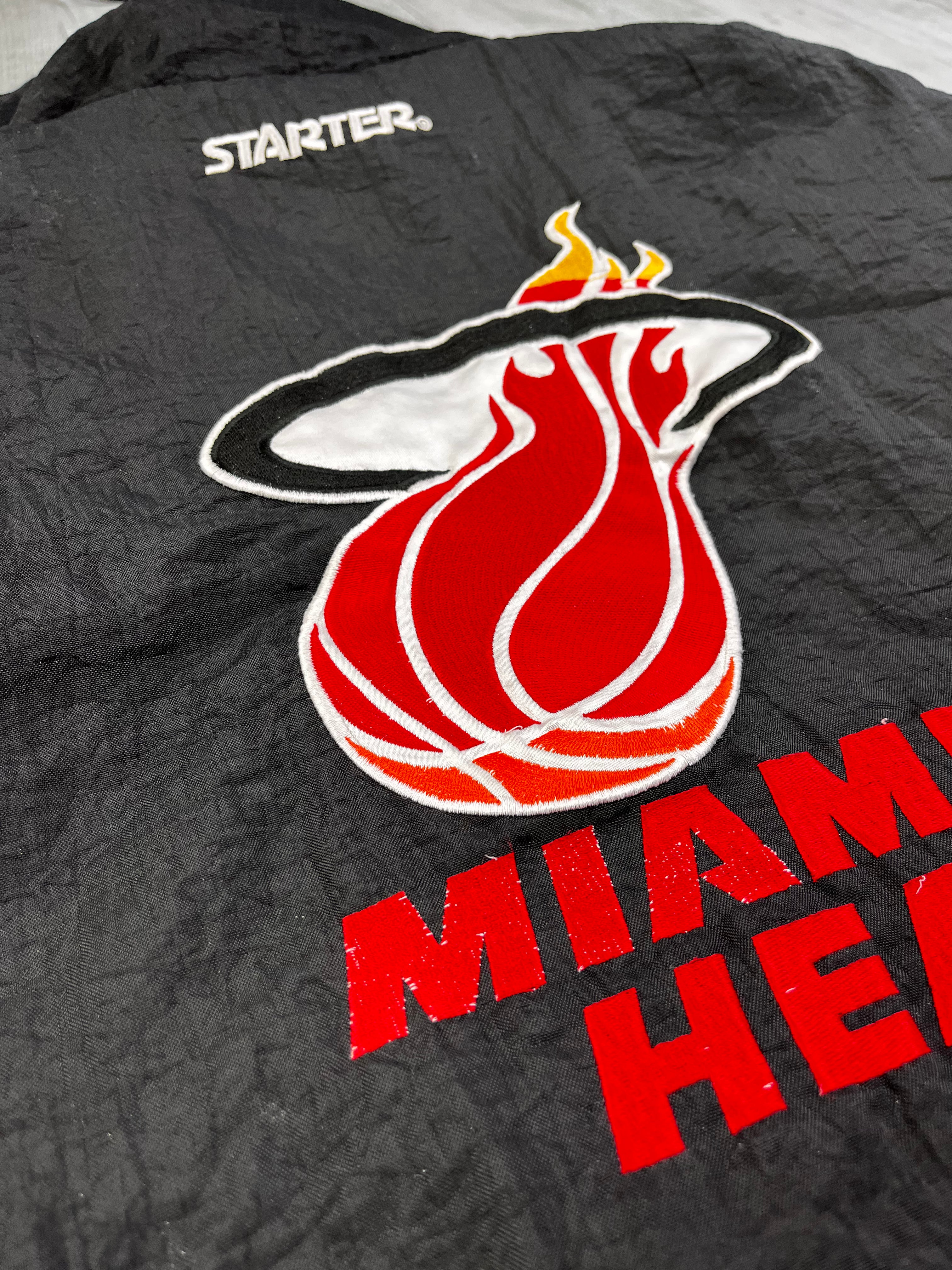 Starter NBA Vintage Windbreaker Miami Heats Oversize 90s Schwarz Rot S
