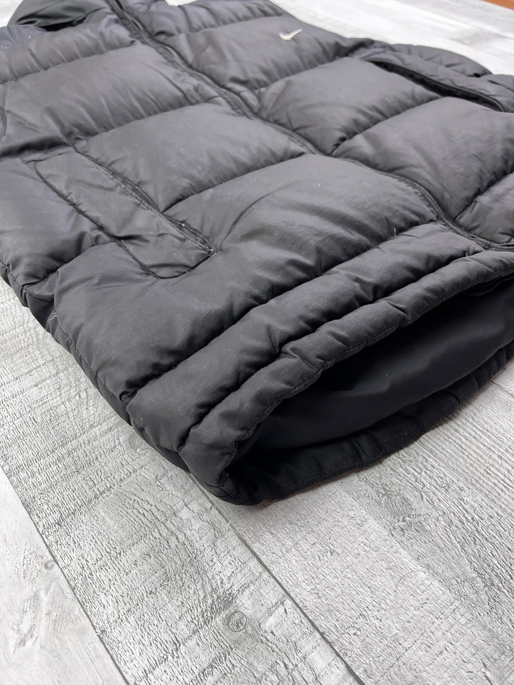 Nike Vintage Daunenjacke Y2K Gummizug Schwarz S